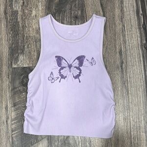 Lavender Butterfly Print Women's Top